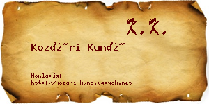 Kozári Kunó névjegykártya